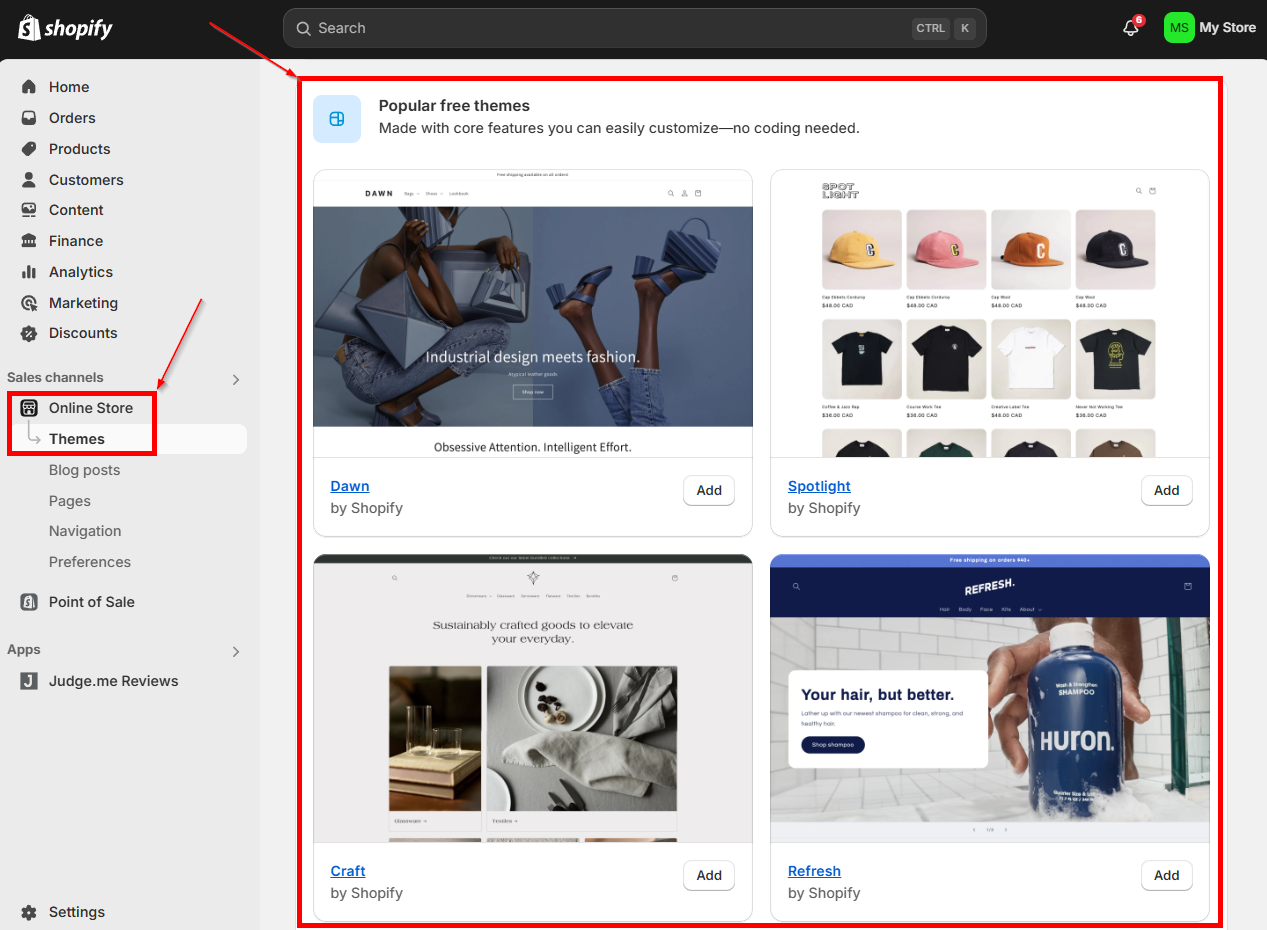 shopify online themes